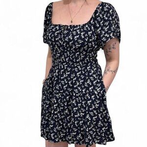 Hollister Black Floral Mini Dress, Size L Tall